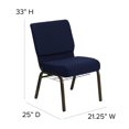thumbnail image 3 of Bowery Hill Patterned Church Stacking Chair in Navy Blue, 3 of 6