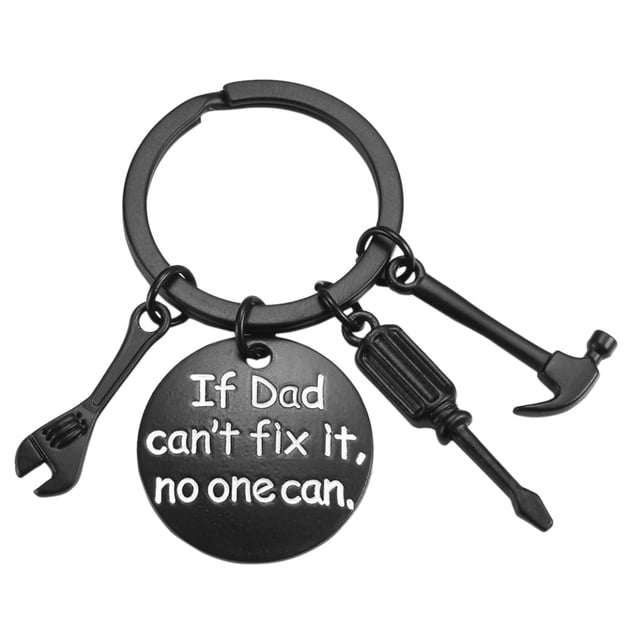 Riforla If Dad Can't Fix It No One Can-Keychain with Screwdriver Wrench Father's Day Keychains Black