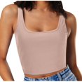 thumbnail image 2 of Timegard Womens Camis Tops Ribbed Square Neck Sleeveless Crop Top Solid Color Casual Going out Tank Top, 2 of 6