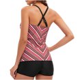 thumbnail image 4 of SMihono Bikini for Women Summer Plus Size Swimwear Ladies Fashion Multicolor Gradient Color Minimalistic Waves Stripe Boxer Pants Sling Women's Split Swimsuit, 4 of 6