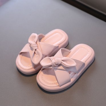 LSLJS Girl's Slippers Toddler Shoes Baby Girls Cute Fashion Solid Color Bow Non-slip Soft Sole Beach Sandals Slippers, Kid Shoes