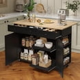 thumbnail image 1 of Rolling Kitchen Island with Drop Leaf Countertop, Charging Station & Ample Storage 47.2 in Mobile Kitchen Cart On Wheels with Pull Out Shelves, Drawers, Spice Rack & Organizer Divider, 1 of 7