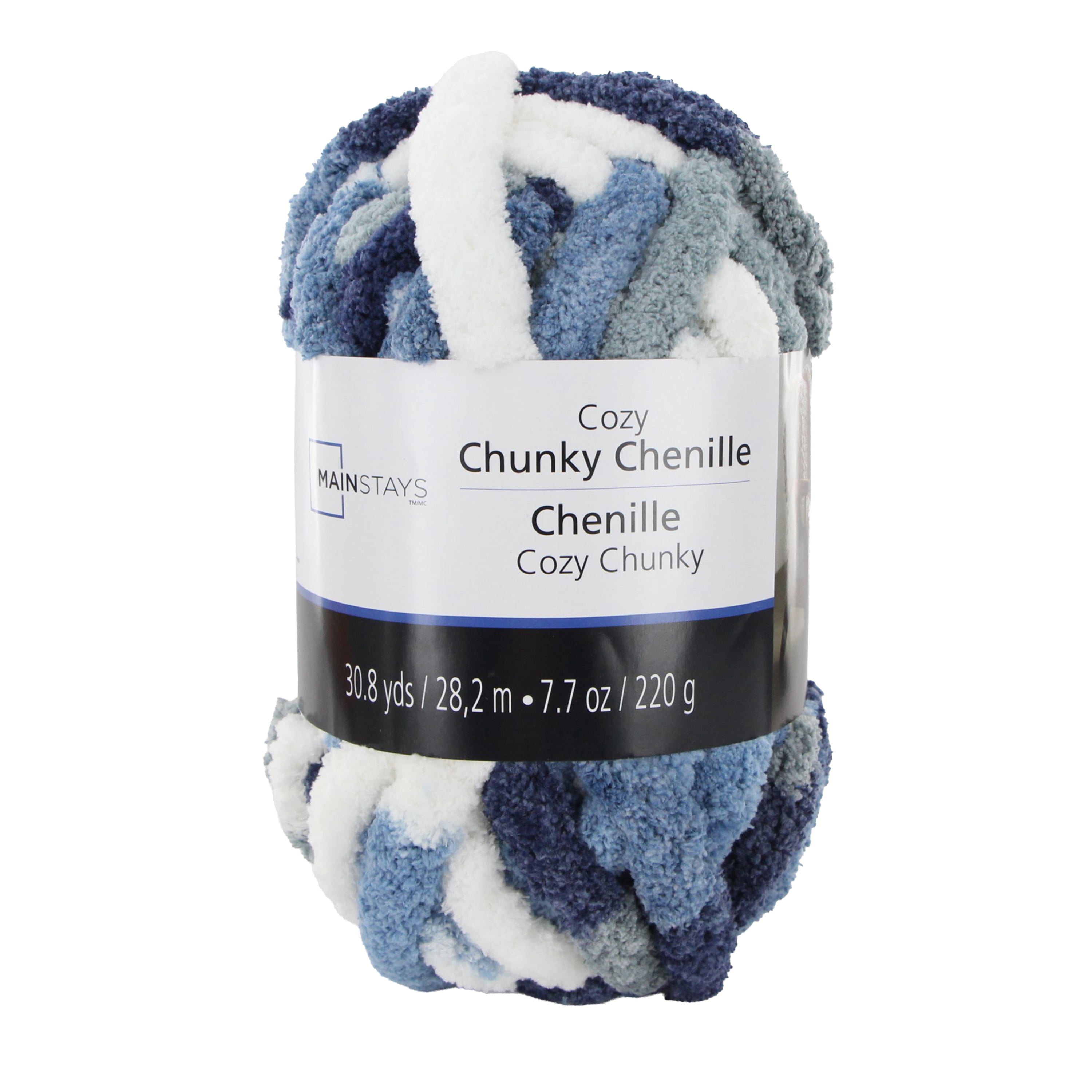 MAINSTAYS Chenille Cozy Chunky, 28,2 m (30,8 vgs), 220 g (7,7 oz), 100% polyester, bord de mer