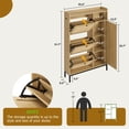 thumbnail image 2 of Armoire à Chaussures en Rotin Yiwa pour Entrée, Rangement à Chaussures en Bois Dissimulé avec 3 Tiroirs Basculants, Armoire à Chaussures Étroite Autoportante pour Couloir, Assemblage Facile, 2 of 8