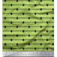 thumbnail image 1 of Soimoi Tissu en Coton Cambric Vert Imprimé Rayures & Coléoptères Insectes au Mètre 42 Pouces de Large, 1 of 1