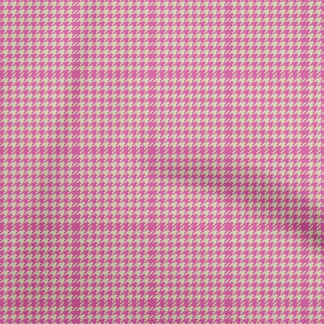 oneOone Cotton Poplin Twill Pink Fabric Houndstooth Sewing Craft Projects Fabric Prints By Yard 56 Inch Wide