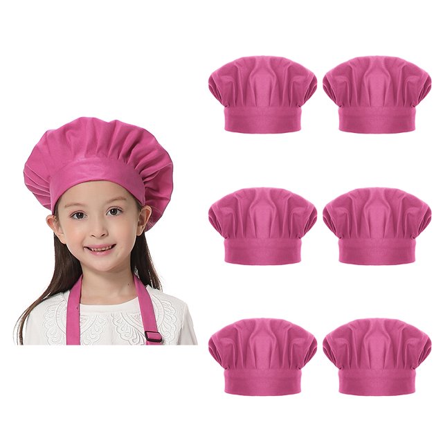 TOPTIE 6 Pack Chef Hat for Kid & Adult, Cotton Elastic Adjustable Kitchen Cooking Baking Hat