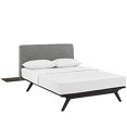 thumbnail image 2 of Modway Tracy Mid-Century Modern Wood Platform Queen Bed with Two Nightstands in Cappuccino Gray, 2 of 3