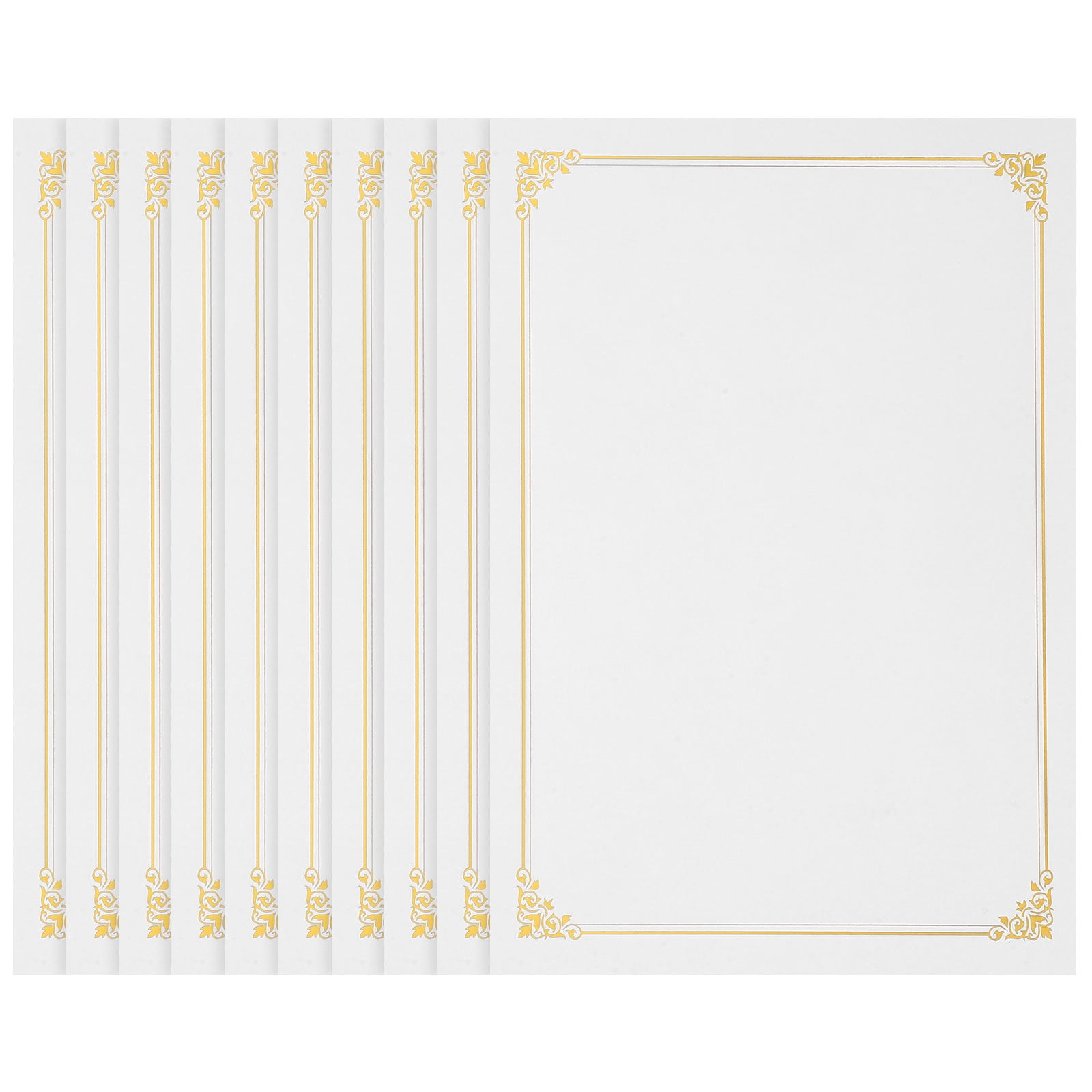 Golden Blank Certificate Paper for Office School Use A4 Size Printable Blank Paper Liner 10 Pcs
