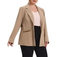 thumbnail image 4 of GRACE & GRANDEUR Women's Plus Size Fall Workwear Notched Lapel Button Down Office Blazer 4X Khaki, 4 of 6
