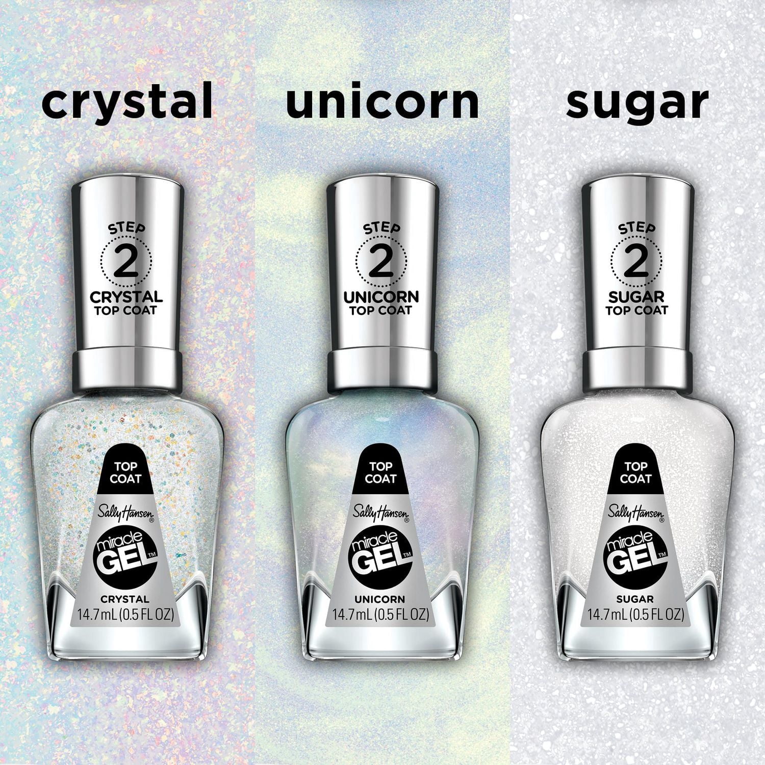Sally Hansen - Vernis de finition Miracle Gel™, système de simili-gel en 2 étapes, sans lampe UV