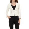 thumbnail image 1 of INSPIRE CHIC Women's Workwear Zipper Collarless Cropped Blazer L White, 1 of 7