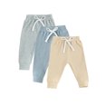 thumbnail image 1 of Faithtur Toddler 3 Piece Long Pants Winter Baby Solid Color Slim Fit Ribbed Bottom Infant Knitted Pull-Up Pants, 1 of 9