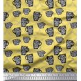 thumbnail image 1 of Soimoi Yellow Velvet Fabric Life Begins After Coffee Text Fabric Prints By Yard 58 Inch Wide, 1 of 5