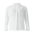 thumbnail image 3 of Women Casual 2 Pcs Clothes Set Solid Color Ruched Long Sleeve Button Down Shirts with Shorts Suit, 3 of 9
