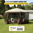 thumbnail image 2 of KFFKFF Enclosed Pavilion, 12 x 12 ft, Hexagonal Instant Outdoor Canopy with Netted Windows, Compact Transport Sack, Soil Anchors, Spacious Sunshade Shelters for Wilderness Camping, Garden and Patio, 2 of 9