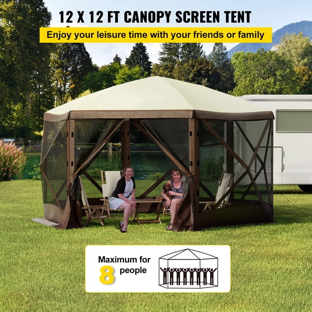 KFFKFF 12x12FT Camping Gazebo Screen Tent, Pop Up Gazebo with