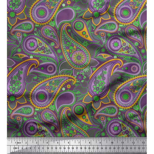 Soimoi Cotton Cambric Fabric Floral & Paisley Print Sewing Fabric Yard 42 Inch Wide