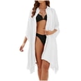 thumbnail image 1 of Plebaso Longue Robe de Plage de Plage pour Femmes à Boutons, Col, par-Dessus, Robe Chemise de Maillot de Bain Unie pour Femmes pour les Vacances, 1 of 5
