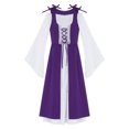thumbnail image 4 of iefiel Robe Rétro d'Halloween pour Filles Robe de Renaissance Longue Manches Évasées Lacée Robe Maxi Princesse Violette 10, 4 of 7