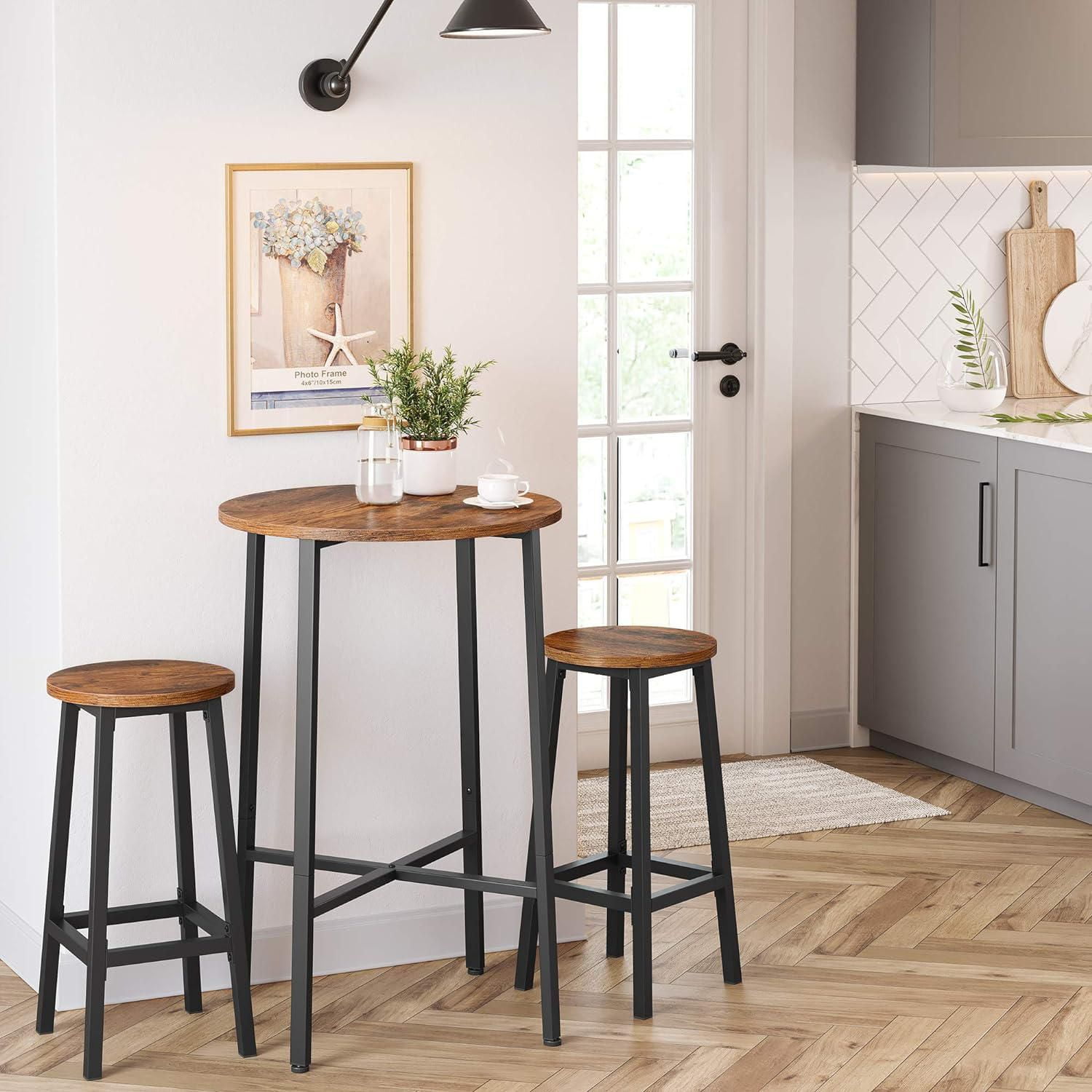 Boutique Home Industrial Ensemble de 2 tabourets de bar avec structure en acier robuste en marron et noir