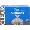 thumbnail image 1 of Great Value X-Large Outdoor Garbage Bags, 135L , 20bags, 1 of 4