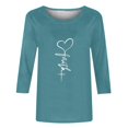 thumbnail image 5 of Jsaierl T-Shirts de Foi en Jésus pour Femmes, Graphiques Croisés Chrétiens, Hauts à Manches 3/4, Blouses Décontractées à Col Rond, Tuniques Classiques Tendance, 5 of 5