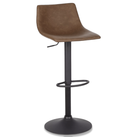 Bouclair Tabouret de Bar Réglable en Similicuir Caramel et Métal