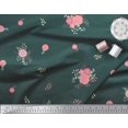 thumbnail image 2 of Soimoi Blue polyester Crepe Fabric Leaves & Pink Floral Decor Fabric Printed BTY 42 Inch Wide, 2 of 3