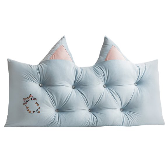 Cat Ear Design Bedside Pillow Soft Fabric Large Size Machine Washable Removable Cover for Bed Sofa Window Seat Adults Children