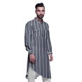thumbnail image 3 of Atasi Kurta Asymétrique en Rayonne pour Homme, Kurta Chemise Longue Décontractée Imprimée, 3 of 6