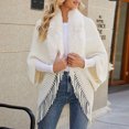 thumbnail image 1 of Cardigans Surdimensionnés pour Femmes Manteau Cape Tricoté avec Col Châle à Franges Femmes Mode Automne 2023 en Liquidation, 1 of 6