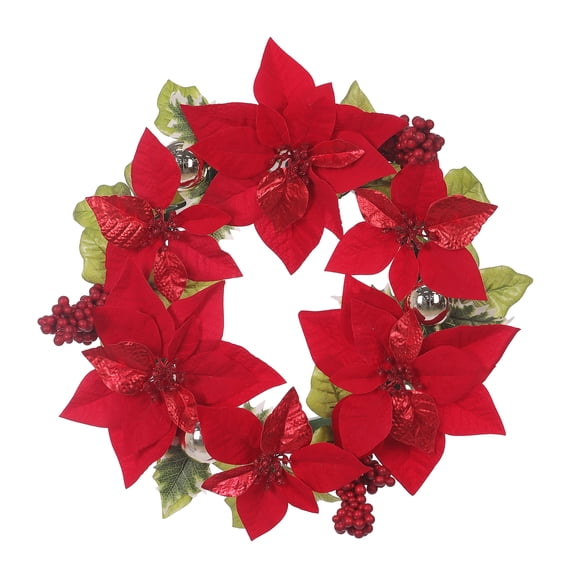 Holiday Time Pl 18In Red Poinsettia Wreath Decor