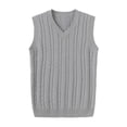 thumbnail image 2 of EGNMCR Chandail à Col en V pour Hommes Hommes Chandail Décontracté Gilet Uniforme Scolaire Chandail en Tricot de Coton Gilet à Col en V Hauts Blouse Hommes Chandail, 2 of 9