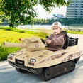 thumbnail image 3 of Costway Electric Kids Ride On Tank with Rubber Tracks Rotatable Turret & Working Cannon, 3 of 10
