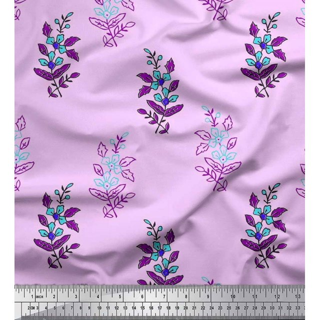 Soimoi Cotton Poplin Fabric Leaves & Floral Block Print Fabric by Yard 42 Inch Wide