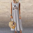 thumbnail image 3 of Cameland Mode Femmes Robes Fête des Mères Été Décontracté Col Rond Sans Manches Poche Vacances Plage Longue Robe, 3 of 4