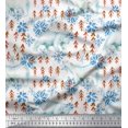 thumbnail image 1 of Soimoi Moss Georgette Fabric Snowflake & Polar Bear Animal Printed Fabric 1 Yard 42 Inch Wide, 1 of 5
