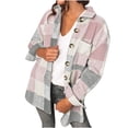 thumbnail image 2 of HWRETIE Veste à Carreaux pour Femme à Manches Longues, Col Rabattu, Manteau Décontracté, Vêtement d'Extérieur Mode, 2 of 5