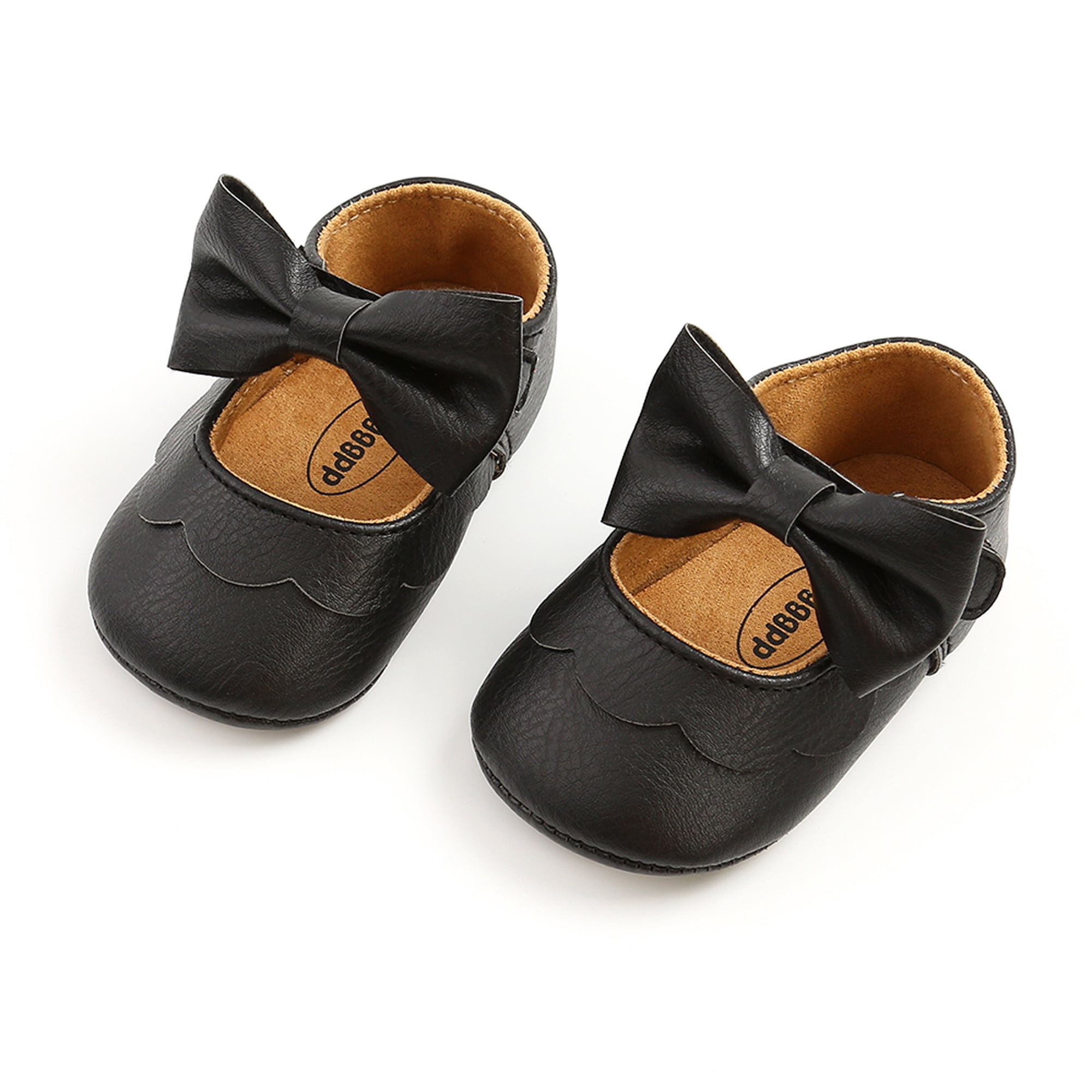 Fortune Newborn Girl Princess Shoes First Walker BowKnot Solid Soft Sole Shoes