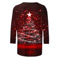 thumbnail image 4 of Lcziwo T-Shirt pour Femmes à Manches 3/4, Col Rond, Fêtes de Noël, Imprimé Arbre de Noël, Chemises Élégantes, Mode Automne, Décontracté, Tendance, Blouses 2025 Rouge,G, 4 of 5