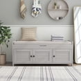 thumbnail image 2 of MODERNLUXE Banc de Rangement pour Chaussures de 43,5 Pouces avec 3 Portes, Banc d'Entrée avec Coussin Amovible et Compartiment Caché pour Salon, Entrée, Gris Lavé, 2 of 8