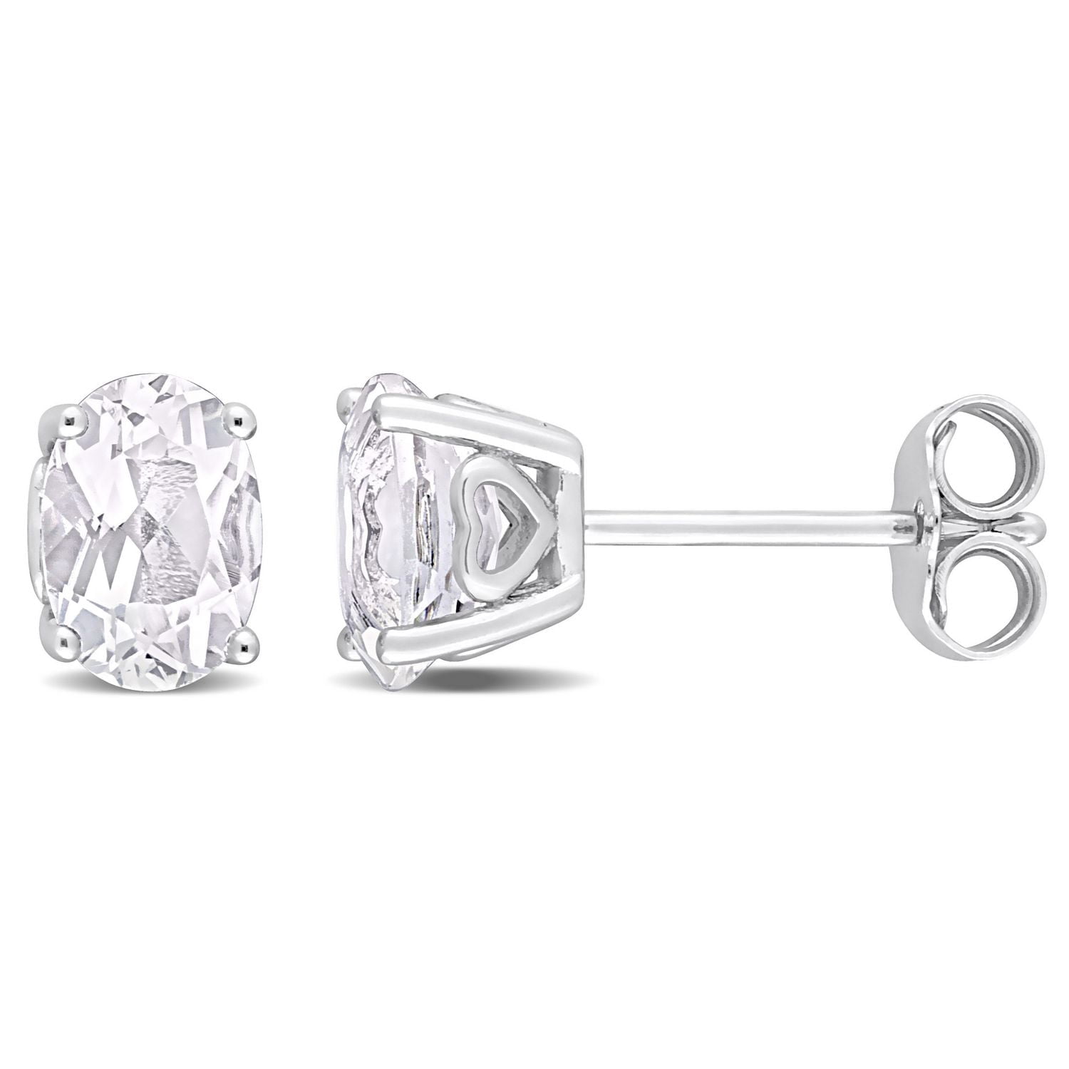 Boucles d'oreilles Miabella à Solitaire Ovale Topaze Blanche en Argent Sterling