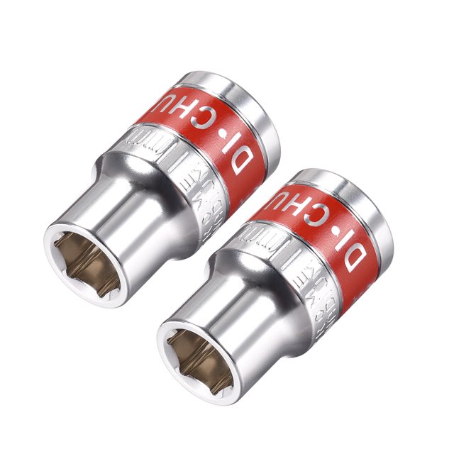 Unique Bargains 2 Pcs 1/2-Inch Drive by 11mm Shallow Socket w Red Band, Cr-V, 6-Point, Metric