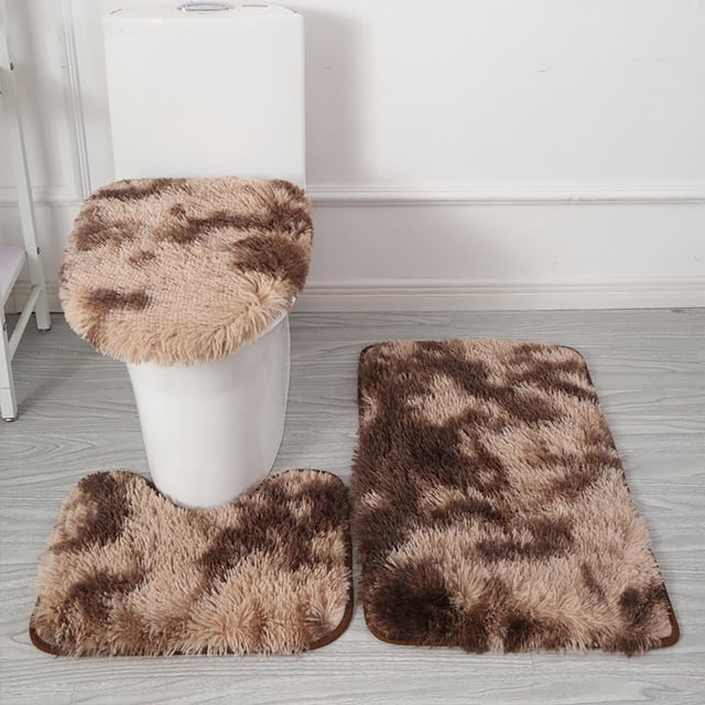 Meitianfacai s 3 Piece Thickened Bath Rugs Set, Bath Rug + Contour Mat + Toilet Seat Cover, Super Soft Microfiber Absorbent Non-Slip, Machine Washable Bathroom Rug Sets Bathroom Decor Mat