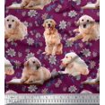 thumbnail image 1 of Soimoi Rayon Fabric Floral,Book & Golden Retriever Dog Print Fabric by The Yard 42 Inch Wide, 1 of 3