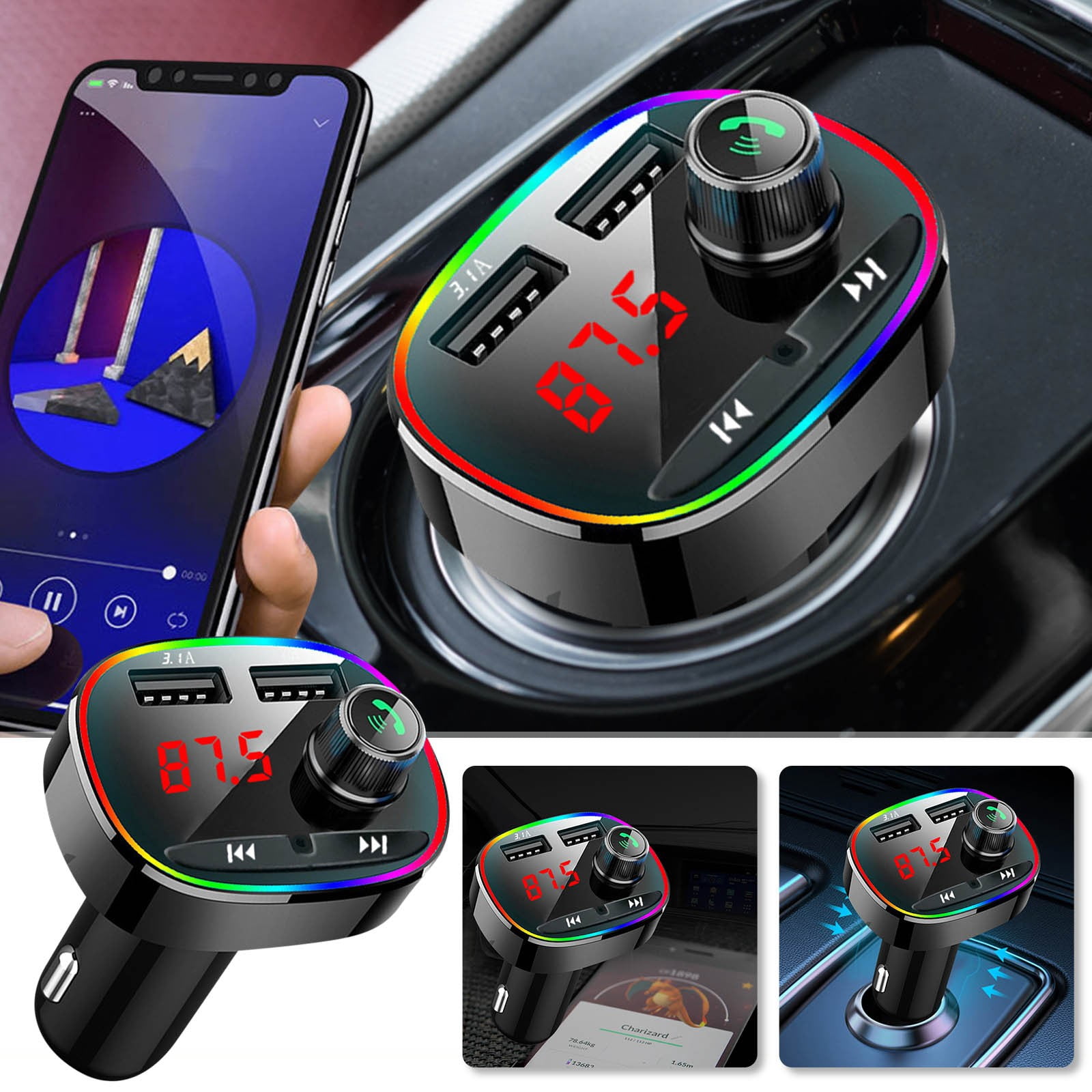 PEONAVET A Adapter A Adapter Car Charger Super Fast Charging, Multi Port Car Charging, Fast Charging