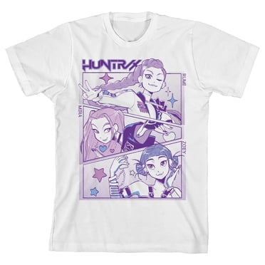 KPop Demon Hunters Panel Art Huntr X Youth White Crew Neck Short Sleeve T-shirt-XS