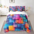 thumbnail image 2 of YST Color Blocks Hippie Comforter Set 3D Geometric Square Bedding Sets 7 Piece Full Abstract Texture Patchwork Bed In A Bag Modern Abstract Minimalism Art Quilt with Flat Fitted Sheet, 2 of 5