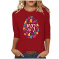 thumbnail image 2 of EGNMCR Easter T-Shirt Imprimé Graphique pour Femmes, Mode Décontractée de Noël, Col Rond, Manches 3/4, T-Shirts pour Femmes, 2 of 4